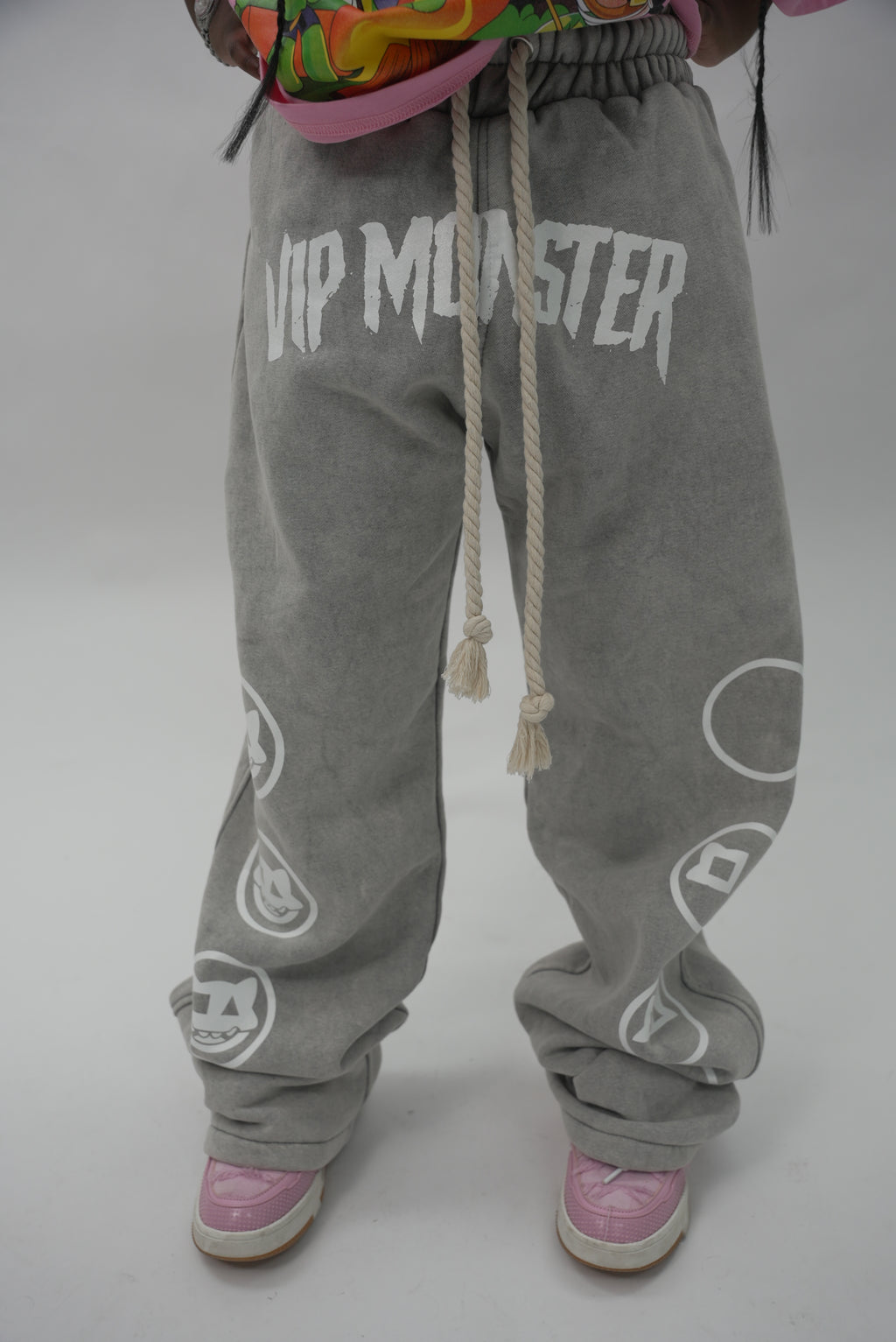 GREY VIP MONSTER SWEAT PANTS OVERSIZED